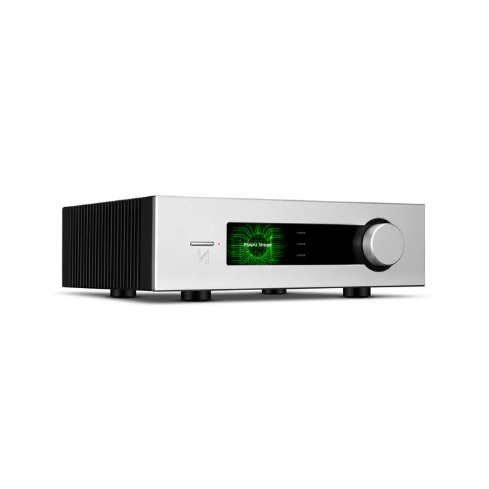 QUAD Platina Stream network player front angle view silver finish at Martins Hi-Fi