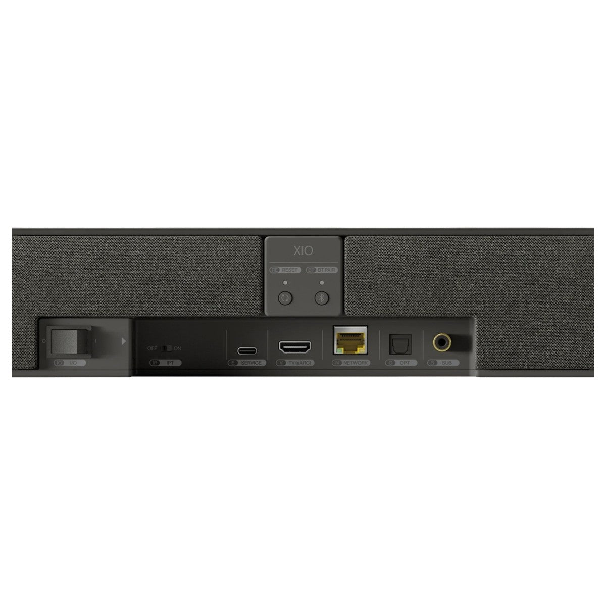 back of KEF XIO Soundbar