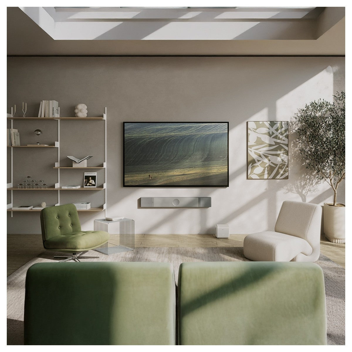 KEF XIO Soundbar in a lounge