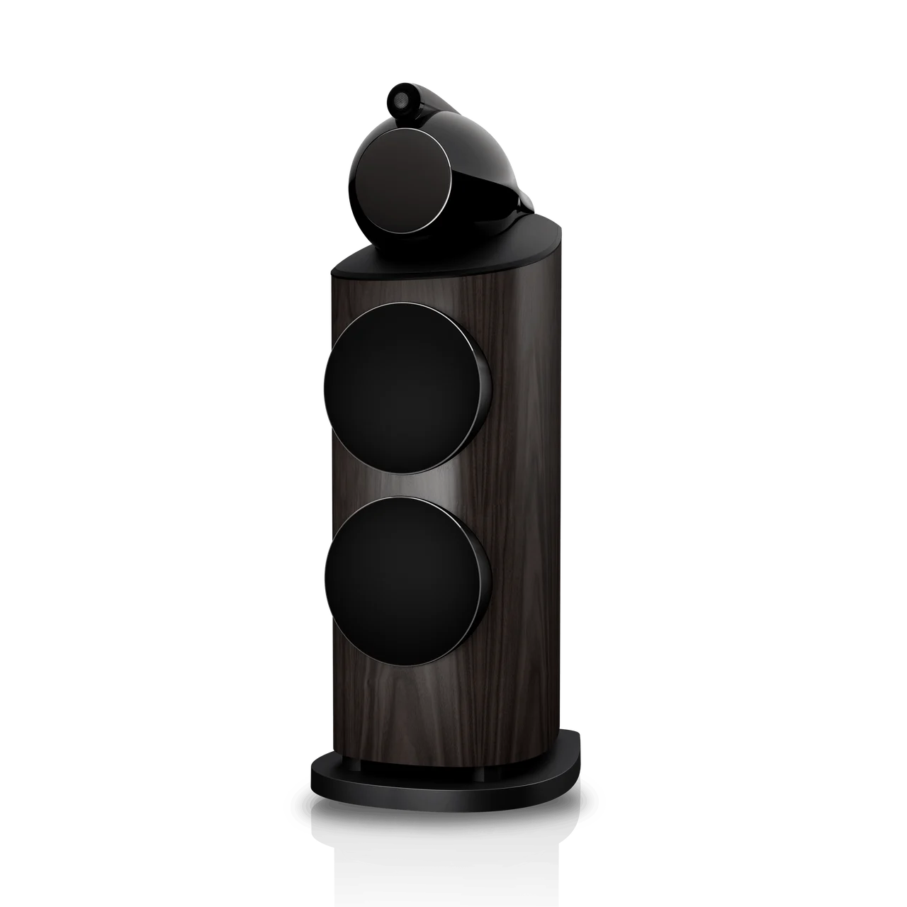 B&W 801D5 Dark Walnut  with grill front view