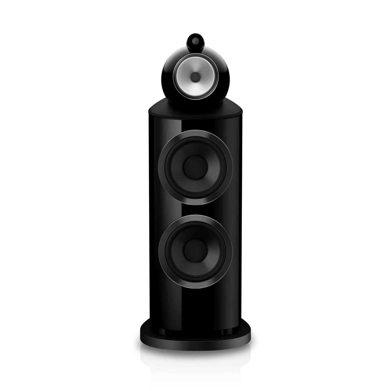 Front View of Stealth Black Bowers & Wilkins 801 D5