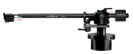 Gold Note B5.2 tonearm in black anodised aluminium finish with stainless steel counterweight