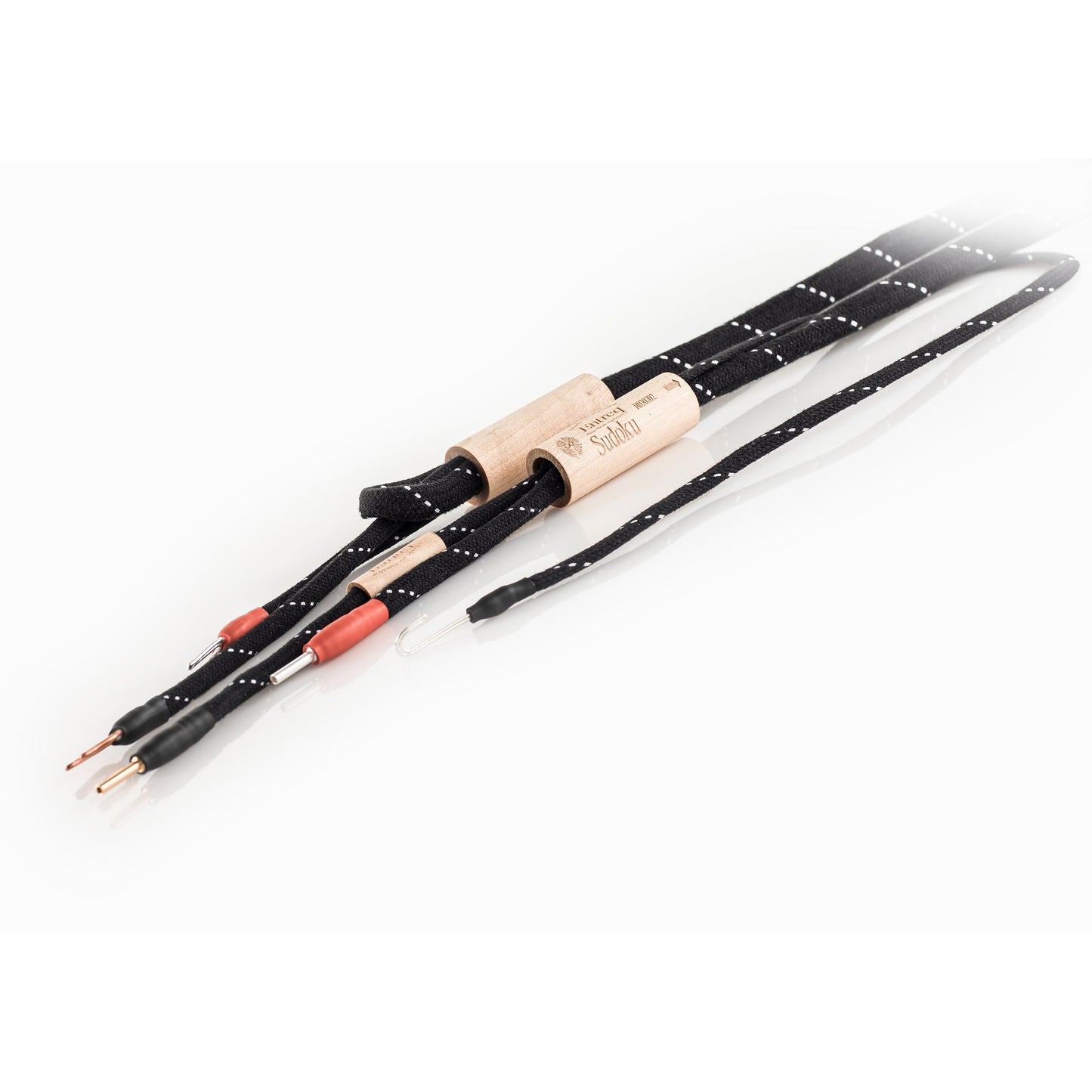 Entreq Sudoku Speaker Cable in natural finish showing EEDS drain wire construction