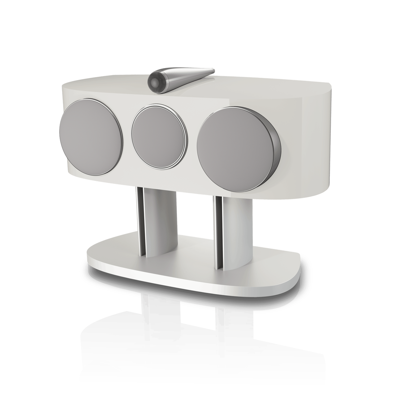 Front View Warm White Bowers & Wilkins HTM81 D5 with Grills