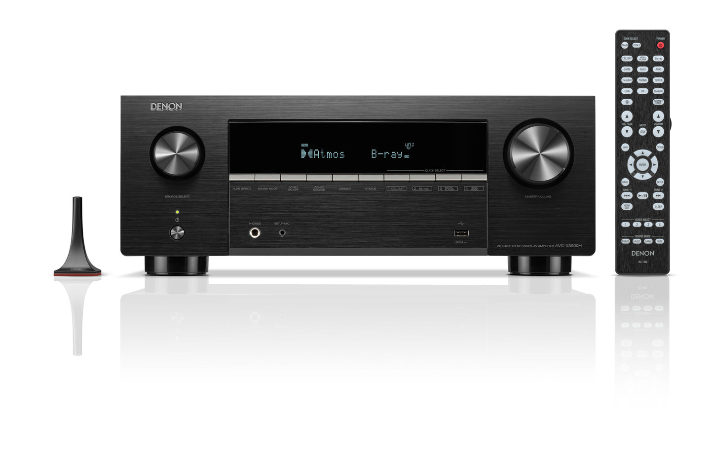 Denon AVC-X3900H AV receiver in black finish, front panel view