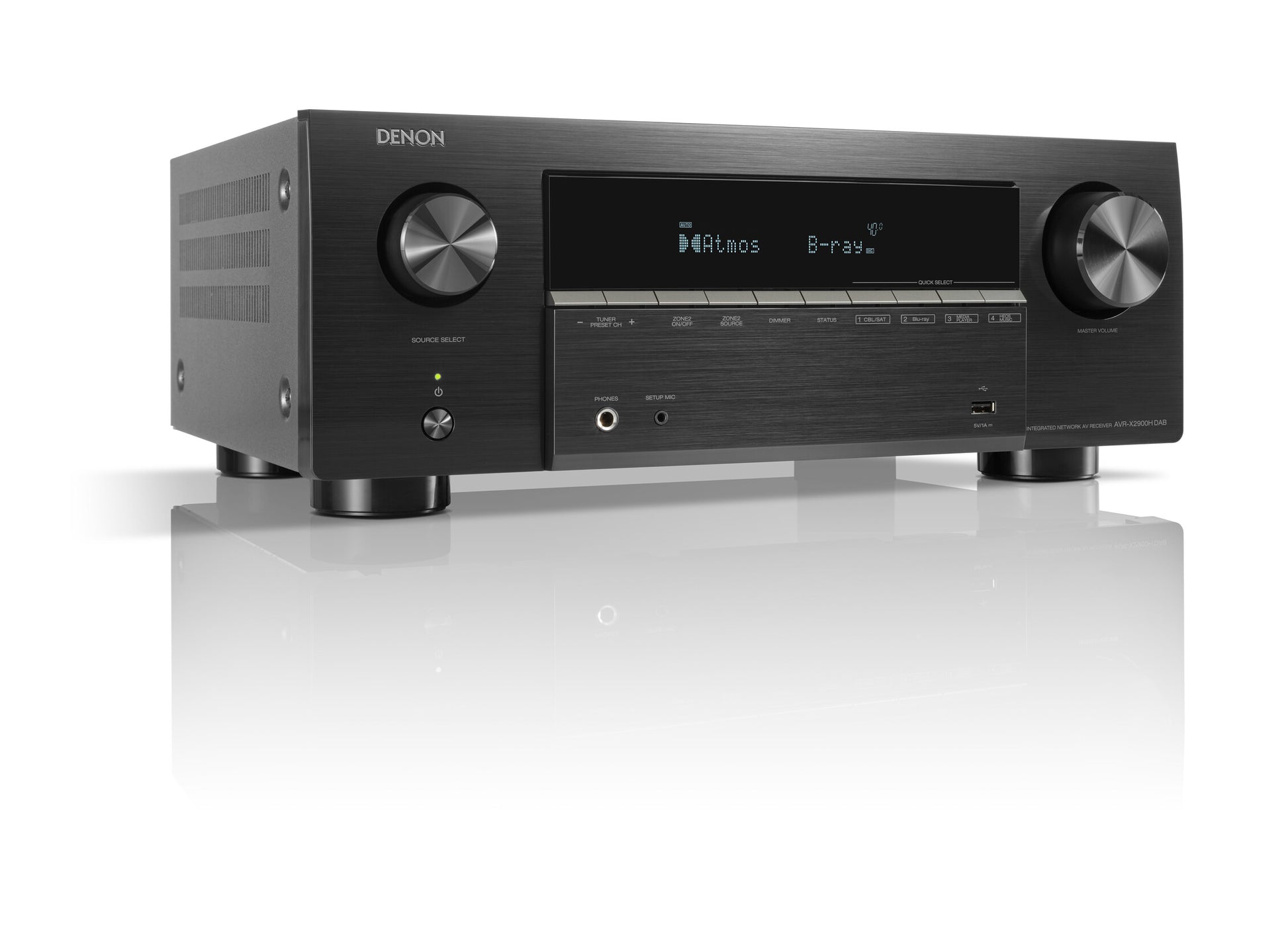 Denon audio receiver on a white background