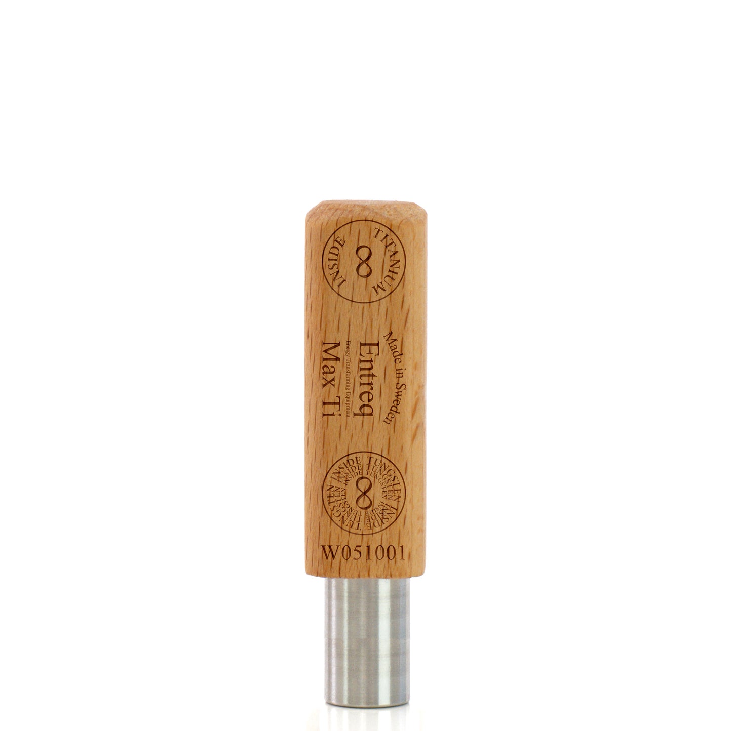 Entreq Max Ti ground post with wooden body, shown with packaging