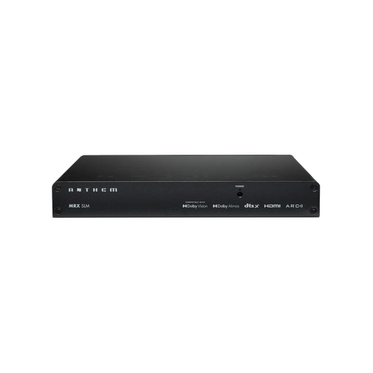 Anthem MRX SLM 4K slim-line A/V receiver in black finish, front view