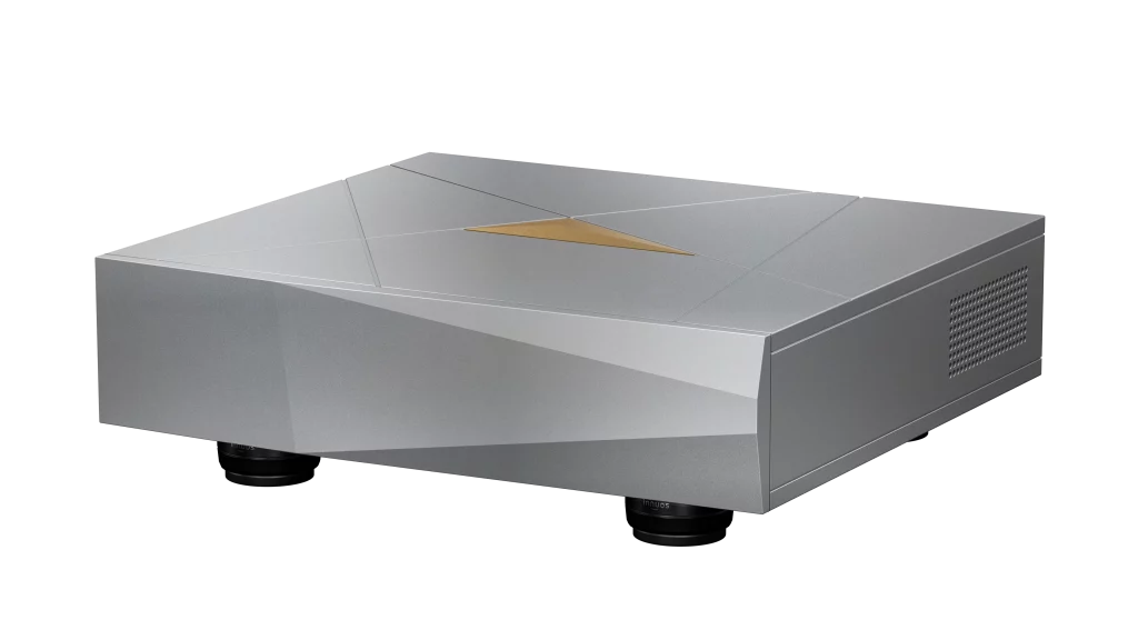 Innuos NazaréFLOW digital audio reclocker in silver finish, front view