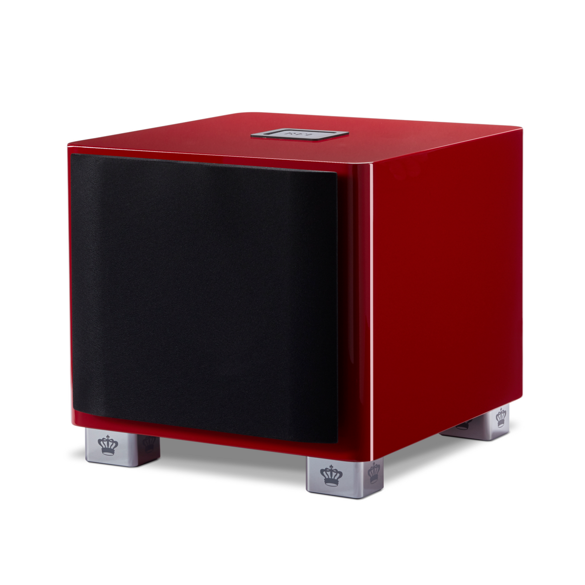 REL T/9x SE subwoofer in Italian Racing Red lacquer finish, front view