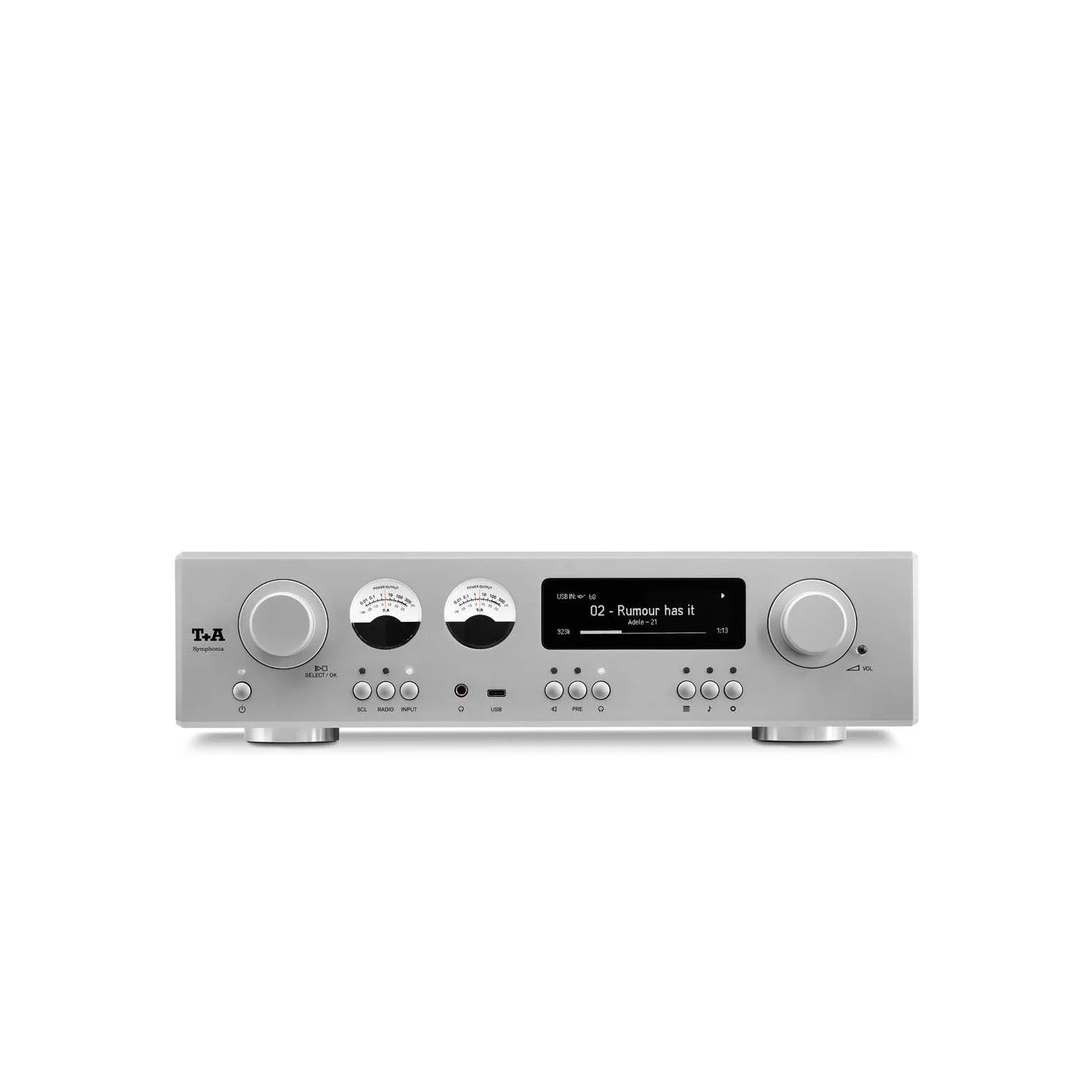 finished in silver T+A Symphonia Streaming Integrated Amplifier
