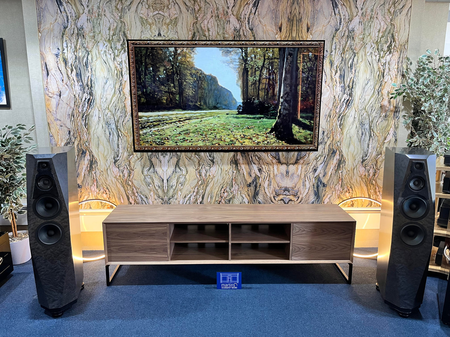 Clic Classis Model 240-2 — Walnut Cabinet with Black Aluminium Stands