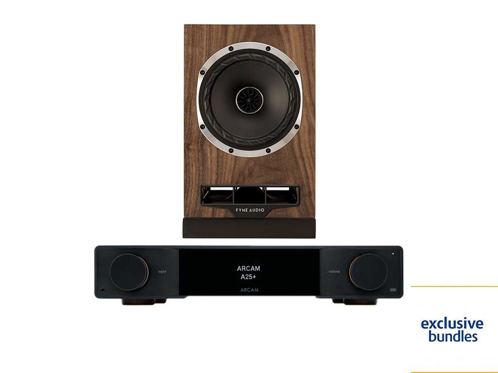 Fyne Audio F500S & Arcam Radia 25+ Amplifier Bundle walnut
