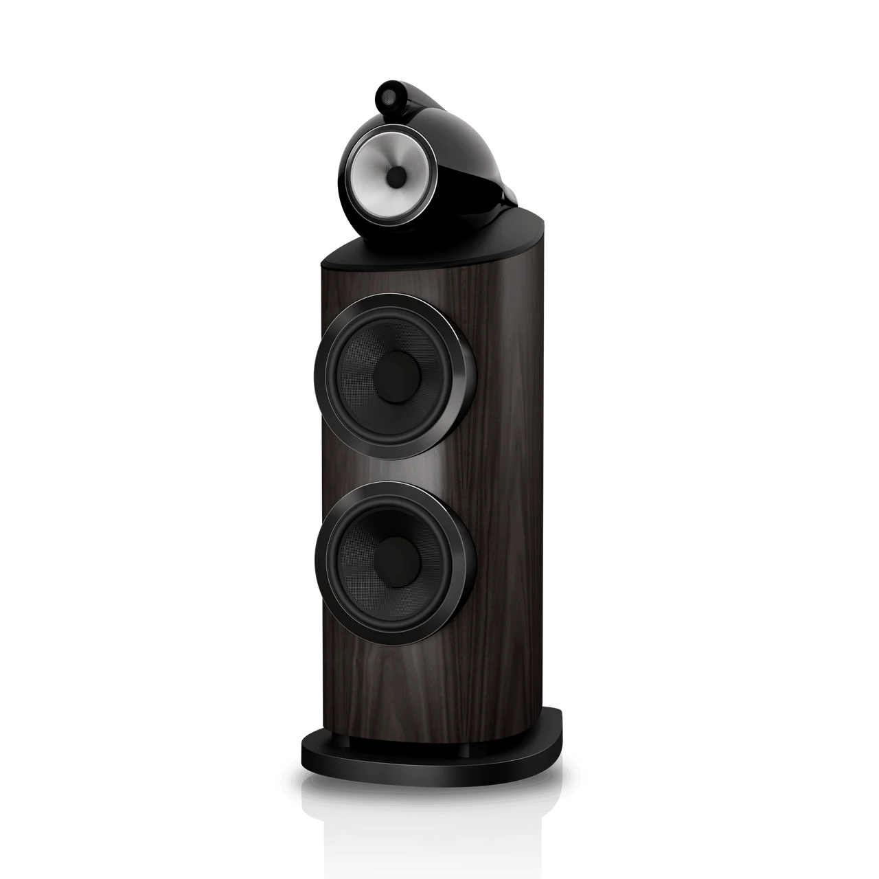 B&W 801D5 Dark Walnut front Angled