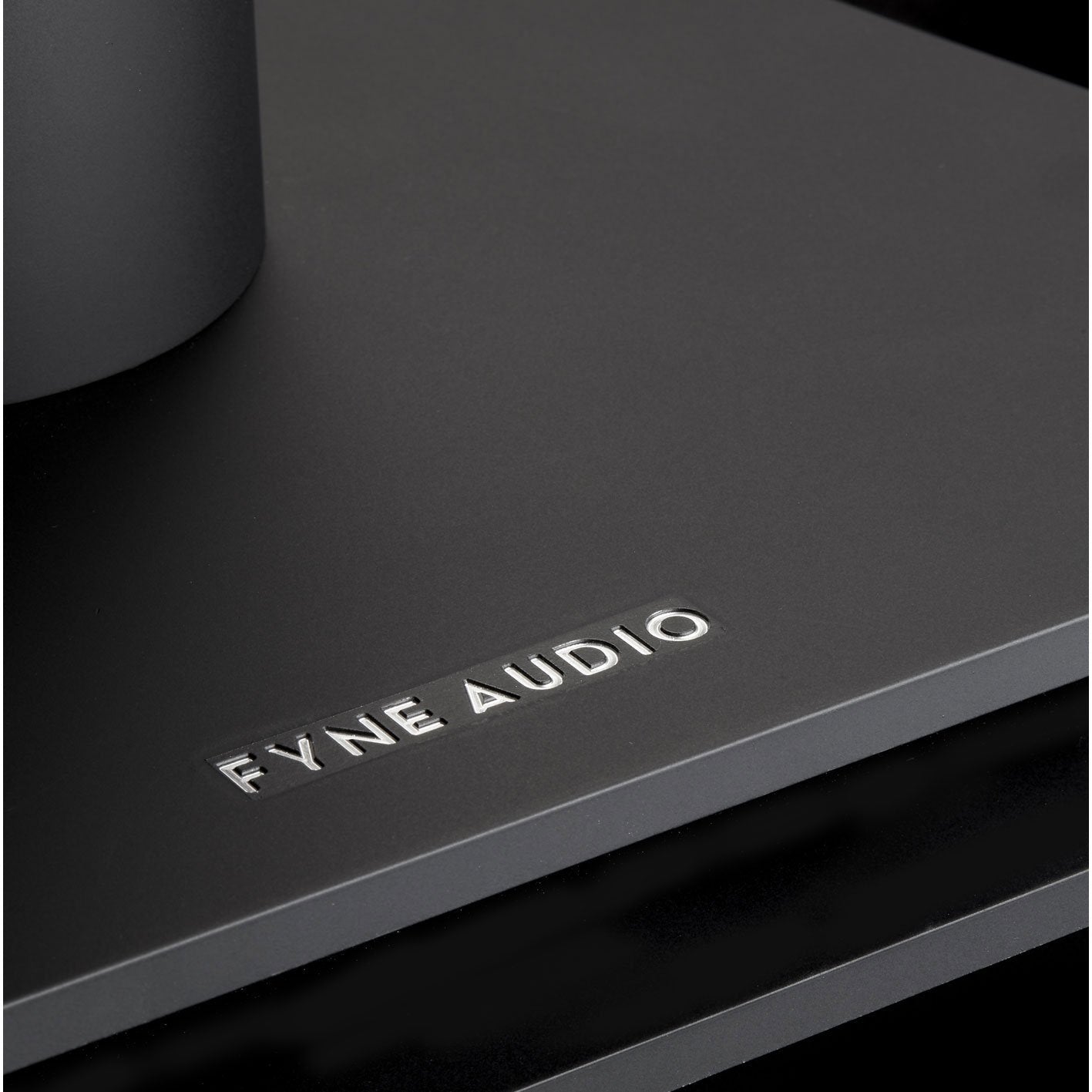close up of logo on Fyne Audio FS8 Speaker Stands
