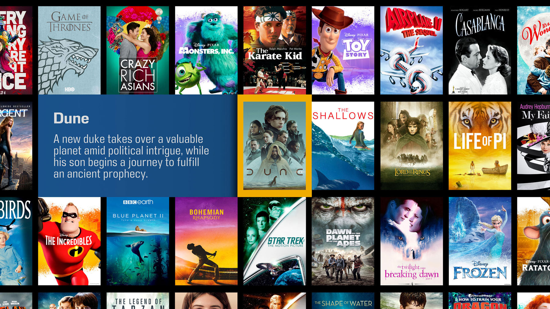 Kaleidescape Movie Selection screen